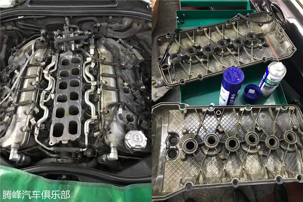 宾利专业维修：宾利飞驰发动机漏油维修更换上摆臂