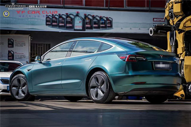 特斯拉贴膜电光宝石绿汽车贴膜专业汽车贴膜全车贴膜促销中